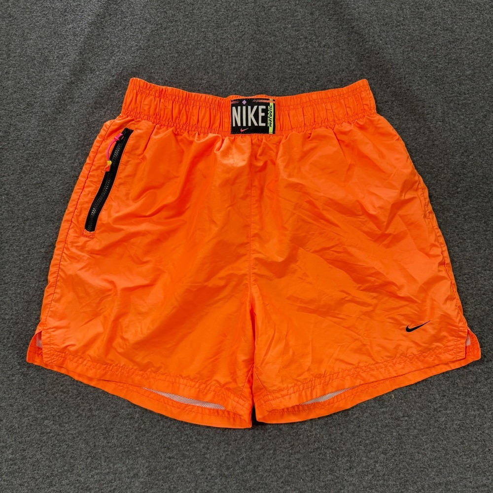 Nike Athletic Shorts Mens Small Orange Excellent Mesh Lined Zipper Pocket